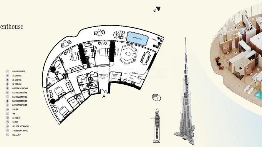 Apartamento de 4 dormitorios en Dubai, UAE No. 347 № 14