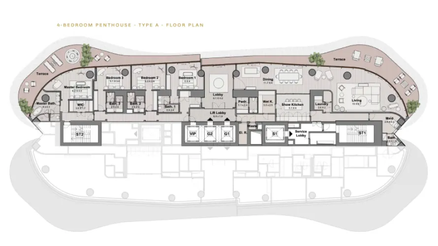 Penthouse de 4 chambres à Jumeirah Islands, UAE No. 2036 № 2