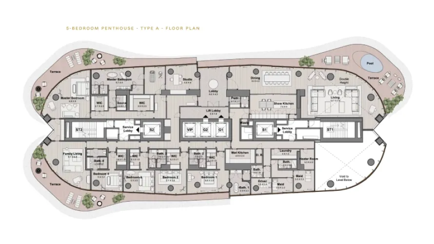 Penthouse de 4 chambres à Jumeirah Islands, UAE No. 2036 № 3
