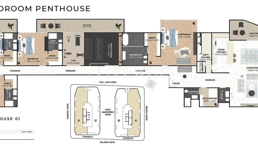 Duplex de 4 chambres à Dubai, UAE No. 1771 № 18