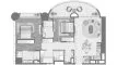 2 chambres Appartement plan d'étage «2 BR», One Residence