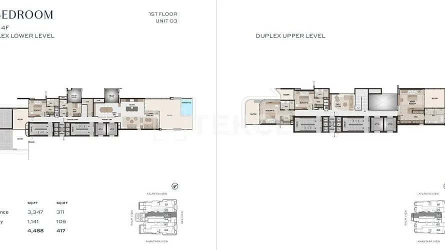 Penthouse de 4 chambres à Palm Jumeirah, UAE No. 4847 № 1