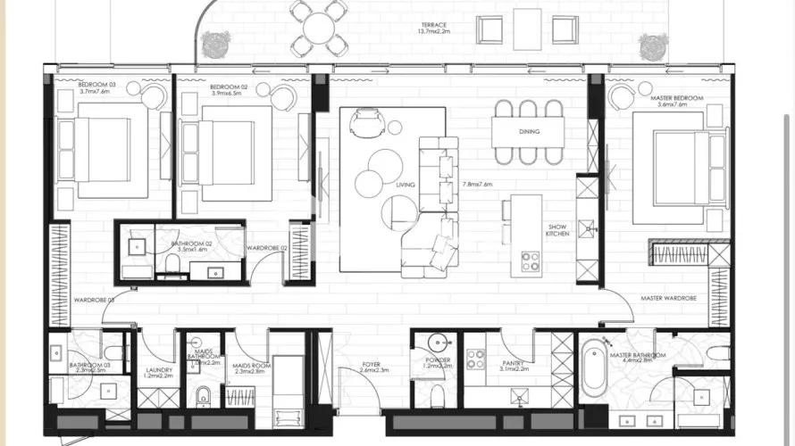 Appartement de 2 chambres à The Crescent, UAE No. 4828