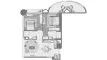 Планировка Квартиры «2 BR» с 2 спальнями в ЖК One Residence