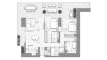 Планировка Квартиры «2BR» с 2 спальнями в ЖК Fairmont Residences Solara Tower Dubai
